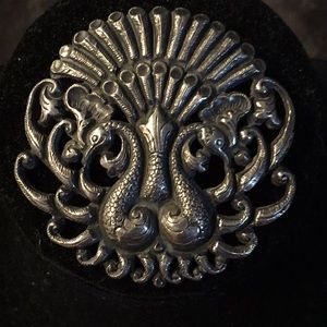 Antique Sterling Silver Burmese Peacock Brooch